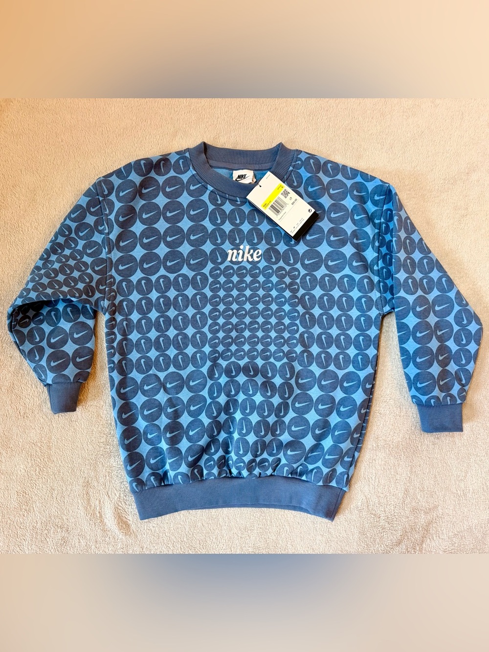 Nike Blue All-Over Logo Crewneck Sweatshirt